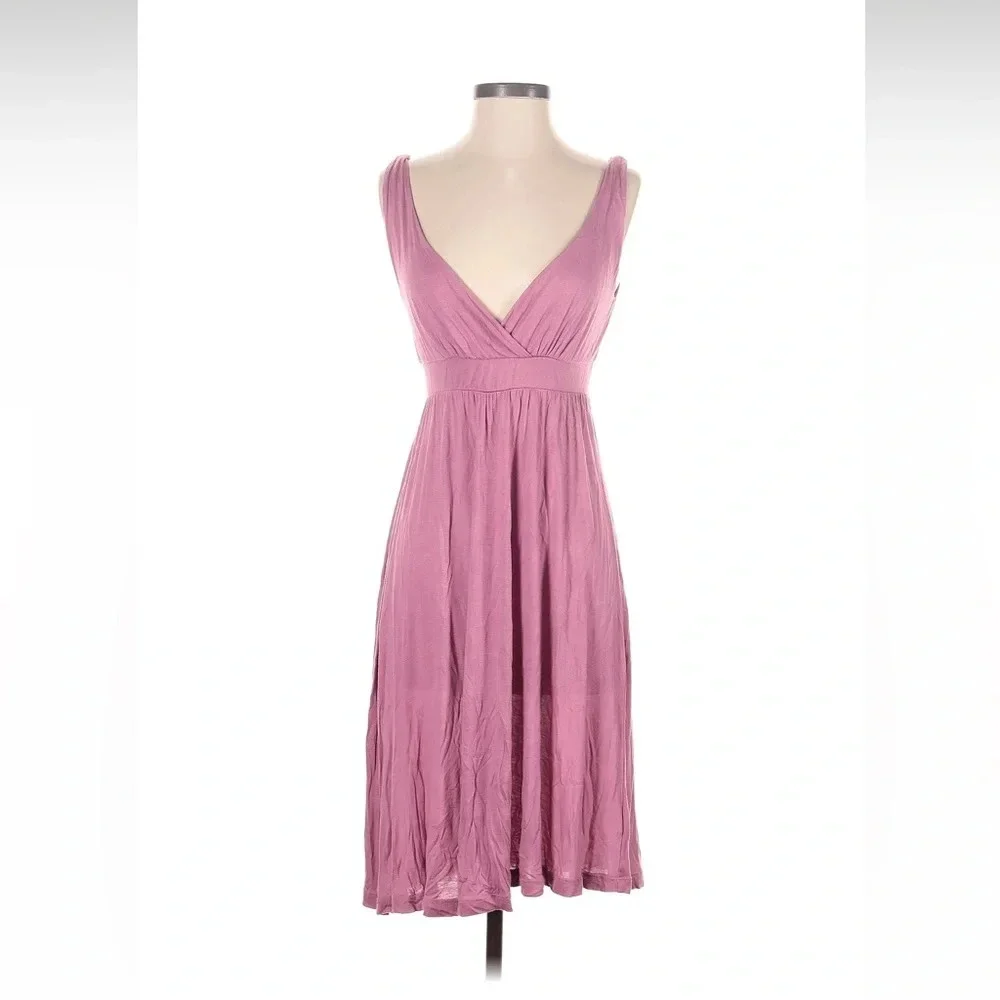 Saint Grace Rose Pink Jersey Knit Dress, Sz S, V-Neck, Sleeveless